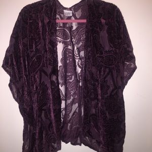 Plum/Dark Purple Kimono with Velvet Detail
